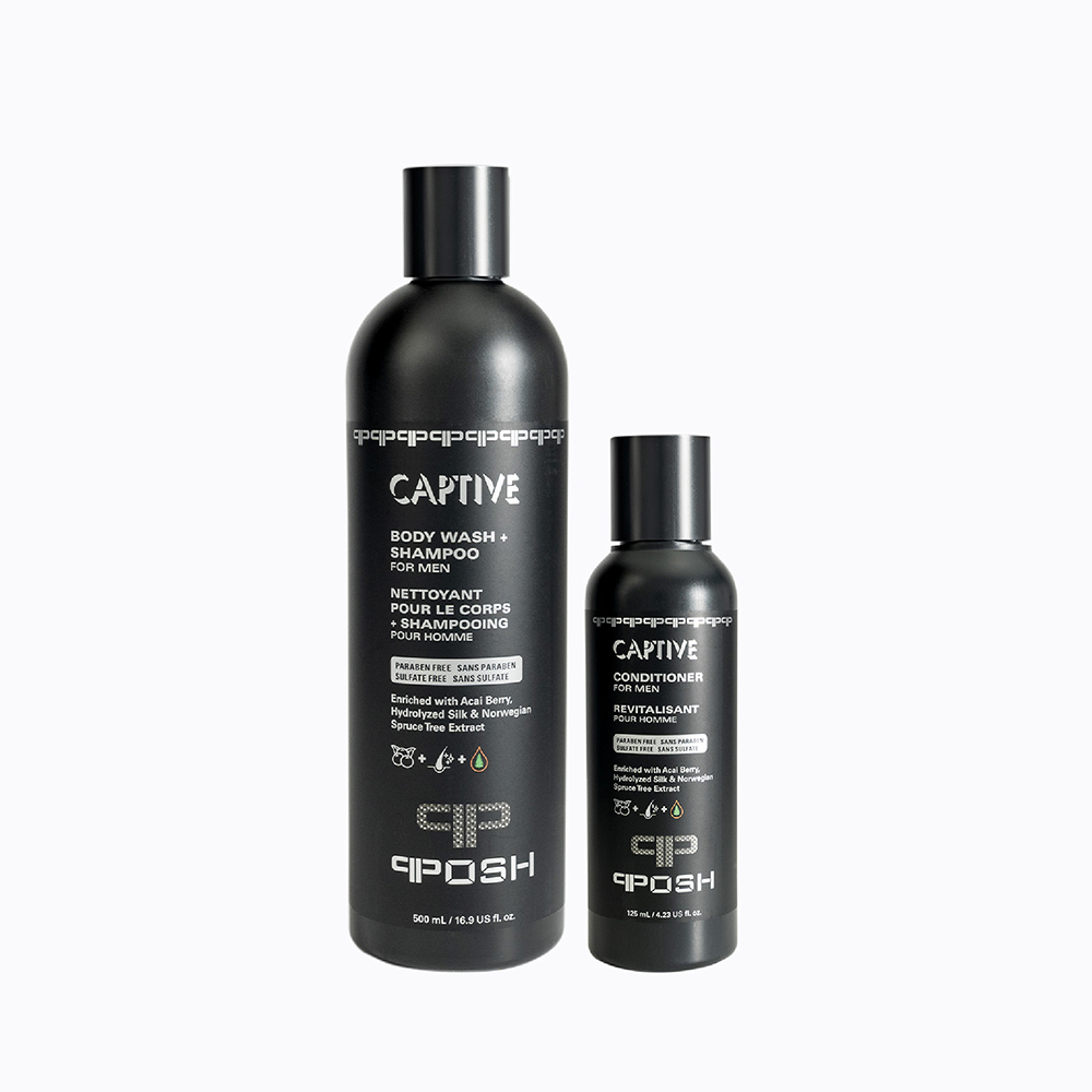 סט סבון גוף + שמפו ומרכך של Captive לגברים - 2 בקבוקים